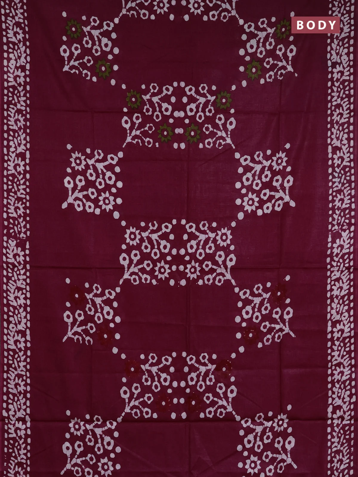 Batik Cotton Saree - Wine